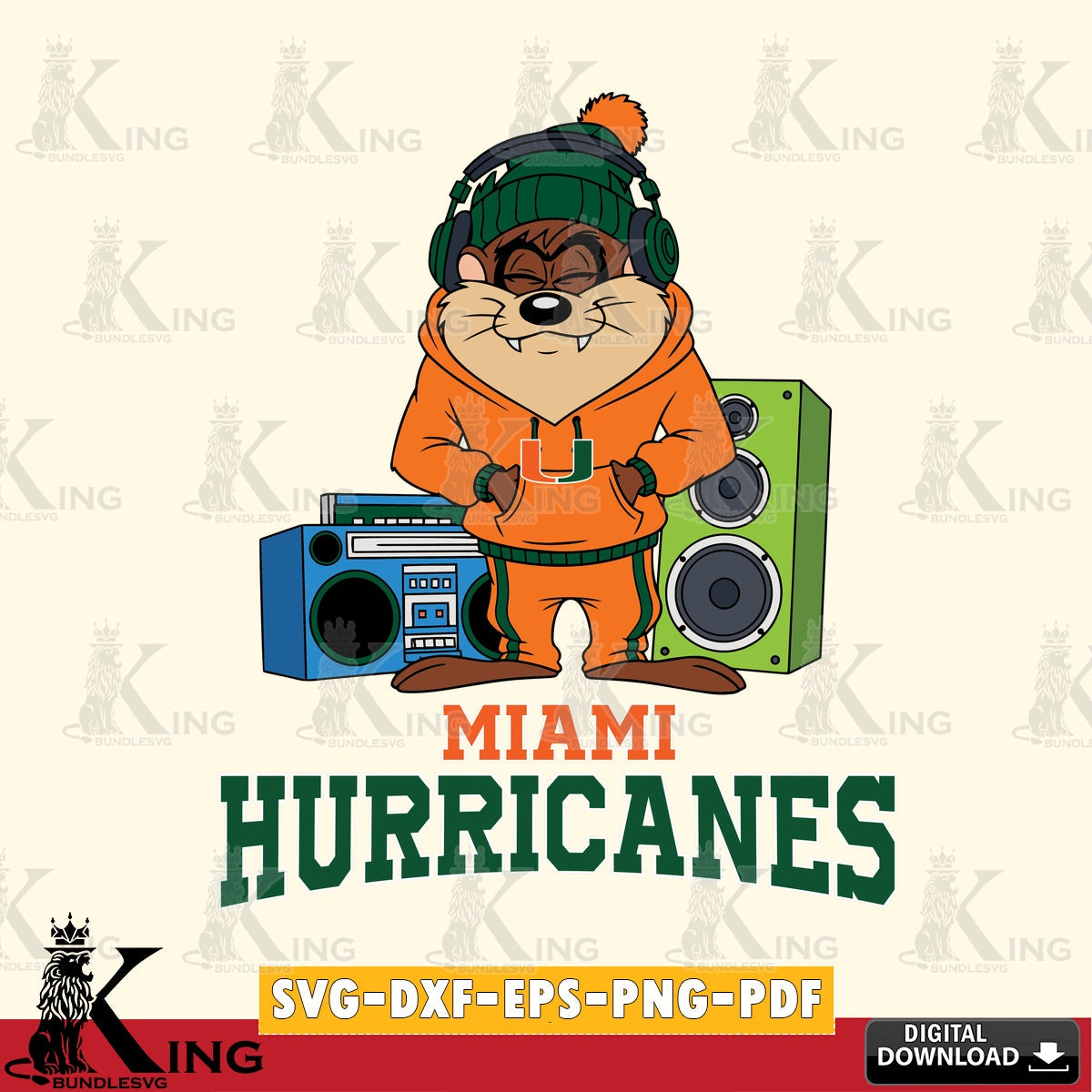 Miami Hurricanes Taz Hip Hop SVG file, Cut file  , Digital Download , Instant Download, Taz svg, NCAA svg