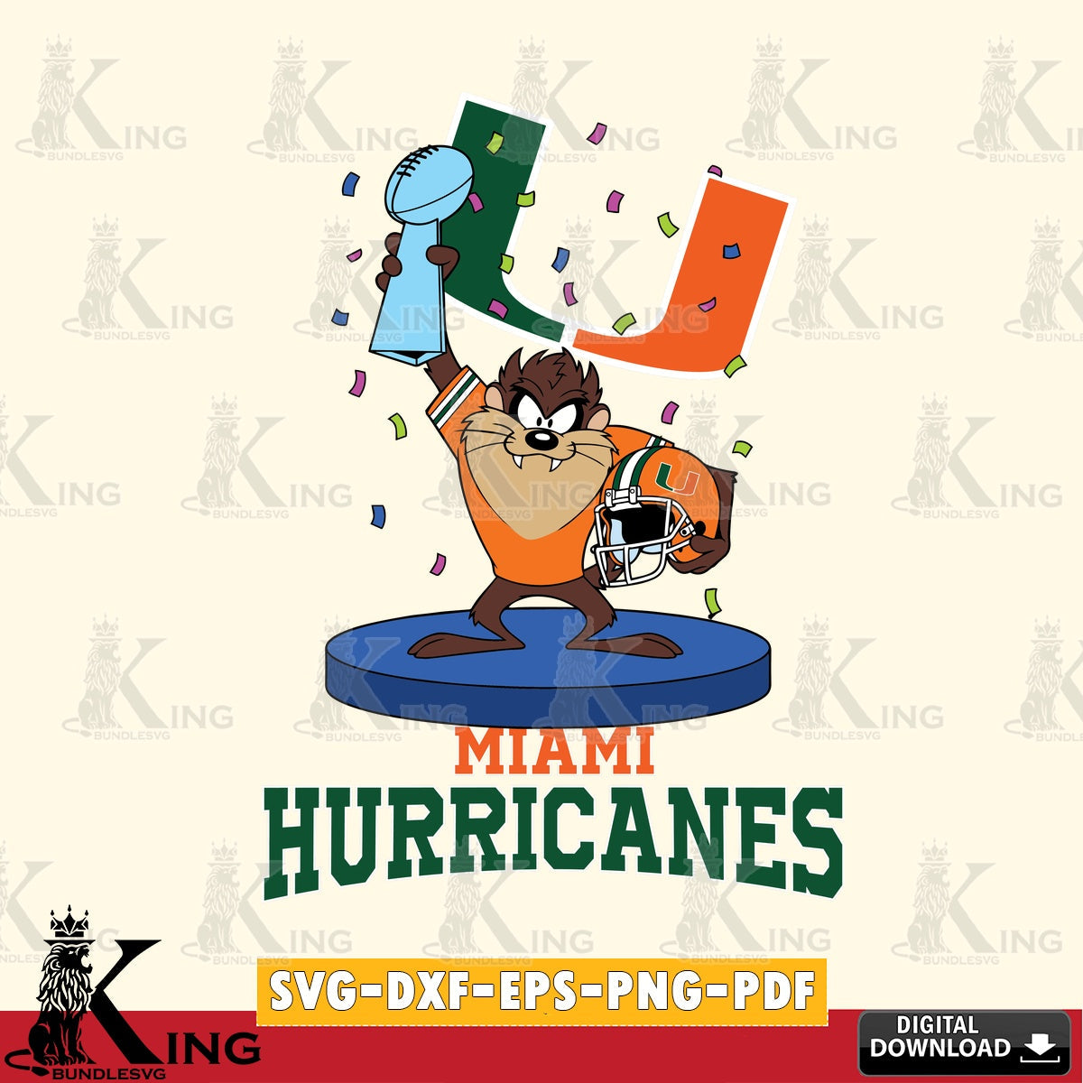 Miami Hurricanes Taz Trophy Podium SVG file, Cut file  , Digital Download , Instant Download, Taz svg, NCAA svg