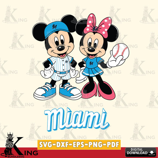 Miami Marlins Baseball Mickey Minnie Mouse SVG file , For Cricut,  File cut , Digital Download , PDF File, Cut Files