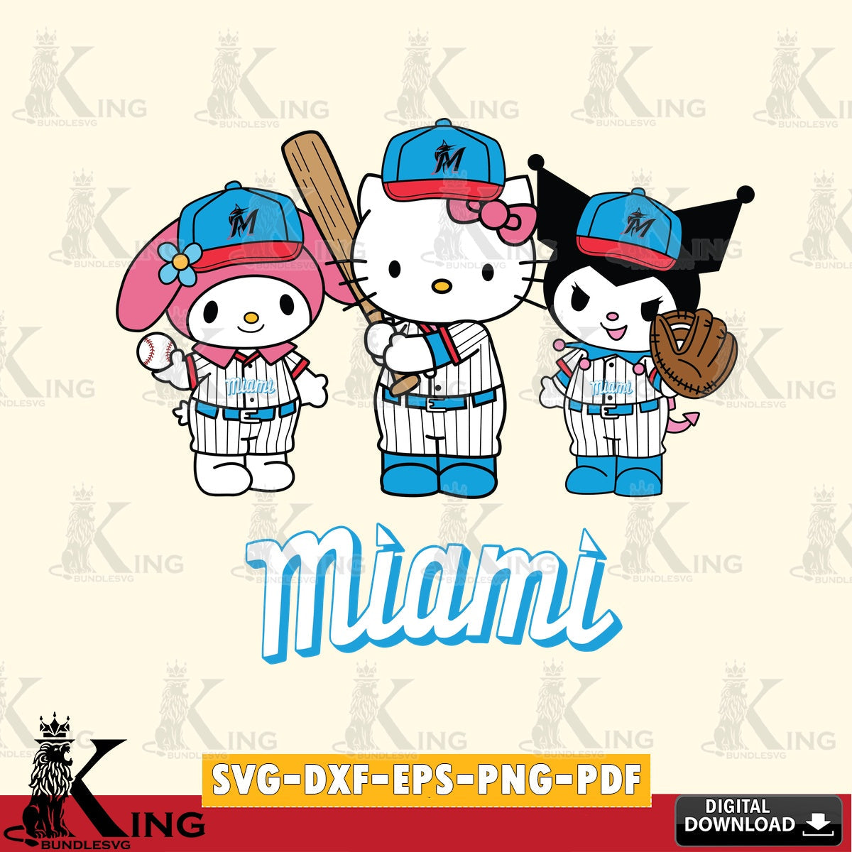 Vector design showing a cute Miami Marlins team baseball player as a crafting file for iron-on transfer and vinyl decals