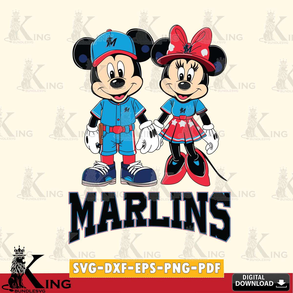Miami Marlins Mickey Minnie Baseball SVG File, MLB for Cricut, Silhouette, Digital Download , file cut