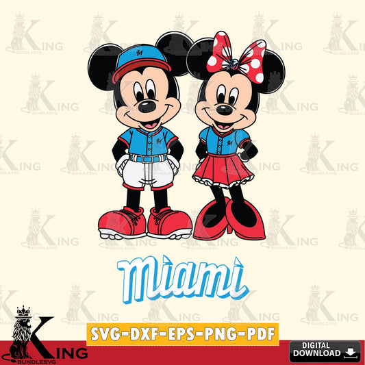 Miami Marlins Mickey Minnie Mouse Baseball SVG file , For Cricut,  File cut , Digital Download , PDF File, Cut Files