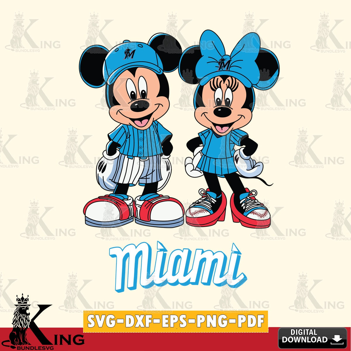 Miami Marlins Mickey Minnie Mouse Fan SVG file , For Cricut,  File cut , Digital Download , PDF File, Cut Files