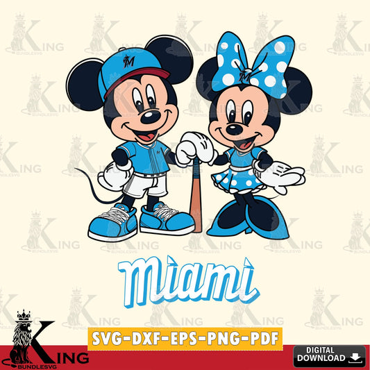 Miami Marlins Mickey Minnie Mouse Sport SVG file , For Cricut,  File cut , Digital Download , PDF File, Cut Files