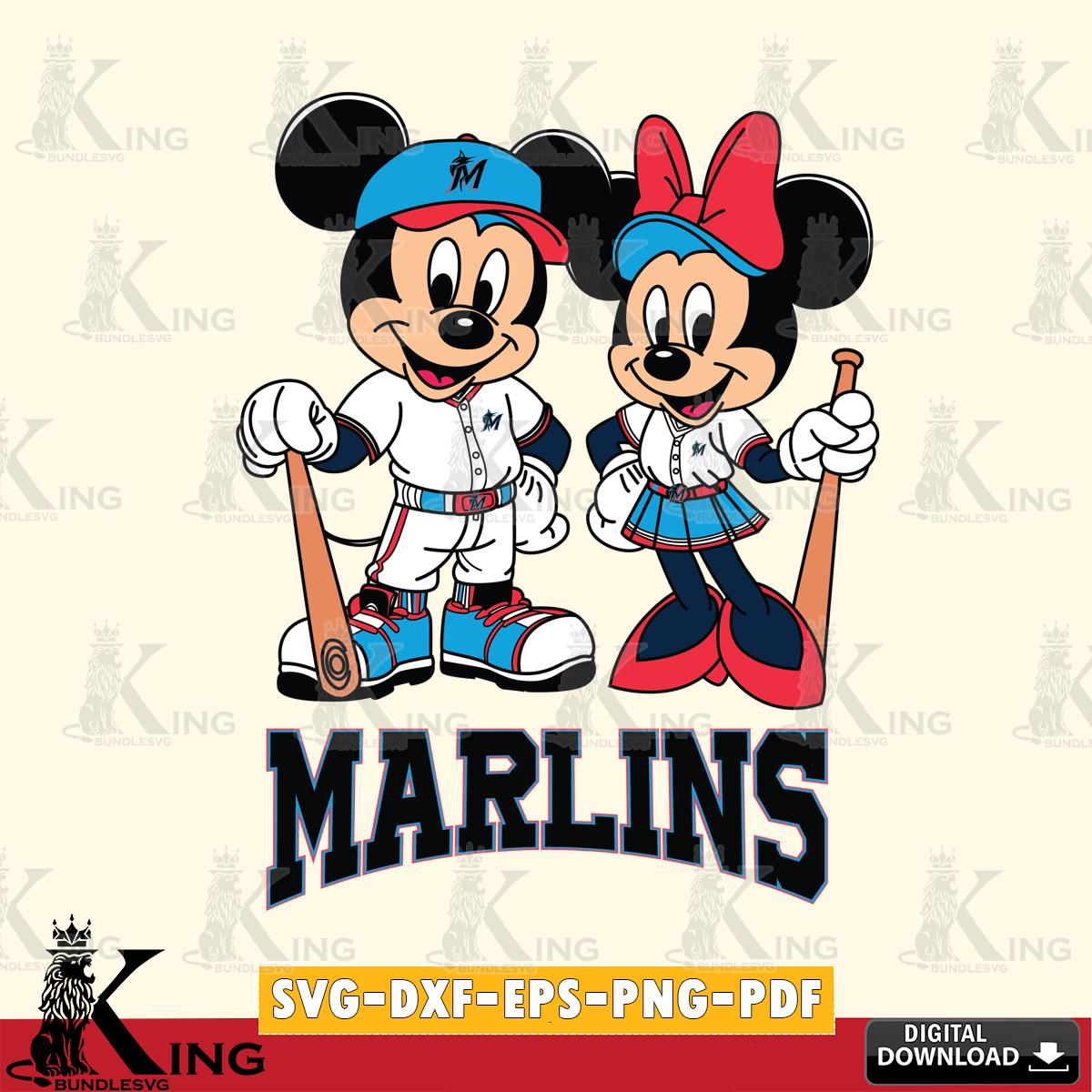 Miami Marlins Mickey Minnie Mouse player SVG File, MLB for Cricut, Silhouette, Digital Download , file cut