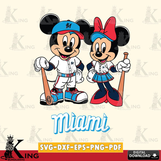 Miami Marlins Mickey Minnie Mouse player SVG file , For Cricut,  File cut , Digital Download , PDF File, Cut Files