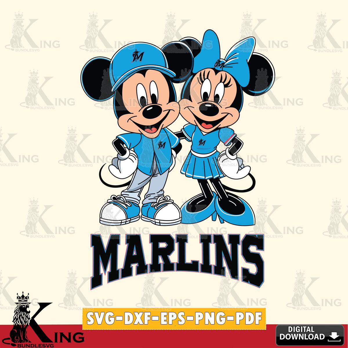 Miami Marlins Mickey Minnie Mouse smile SVG File, MLB for Cricut, Silhouette, Digital Download , file cut