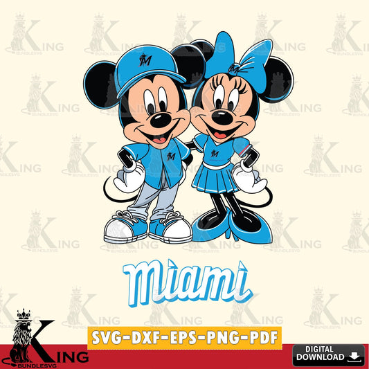 Miami Marlins Mickey Minnie Mouse smile SVG file , For Cricut,  File cut , Digital Download , PDF File, Cut Files