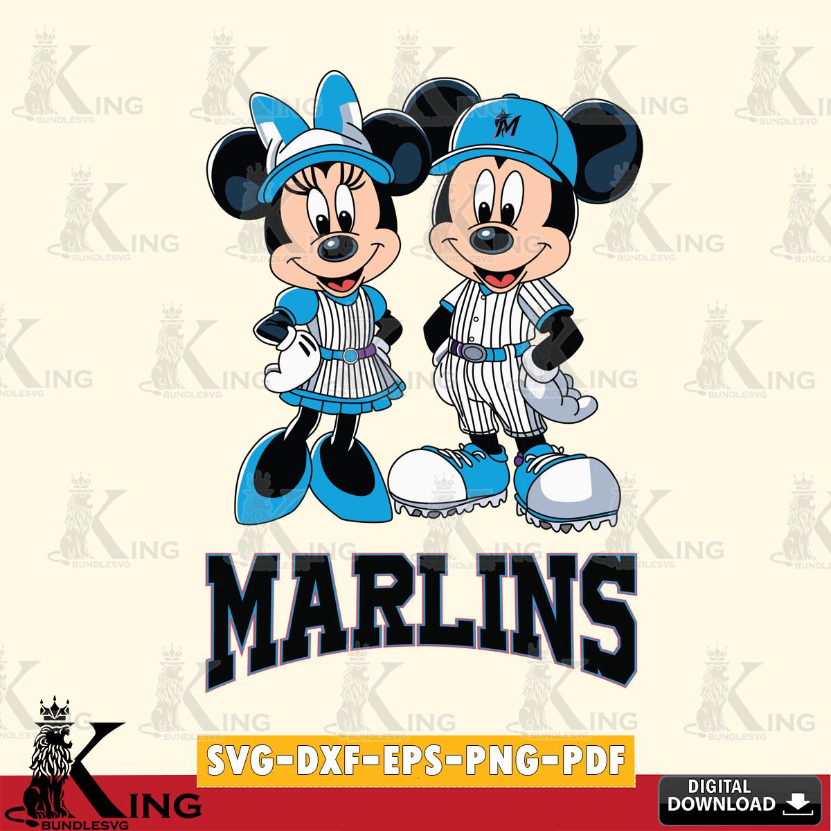 Miami Marlins Mickey Minnie Sport SVG File, MLB for Cricut, Silhouette, Digital Download , file cut