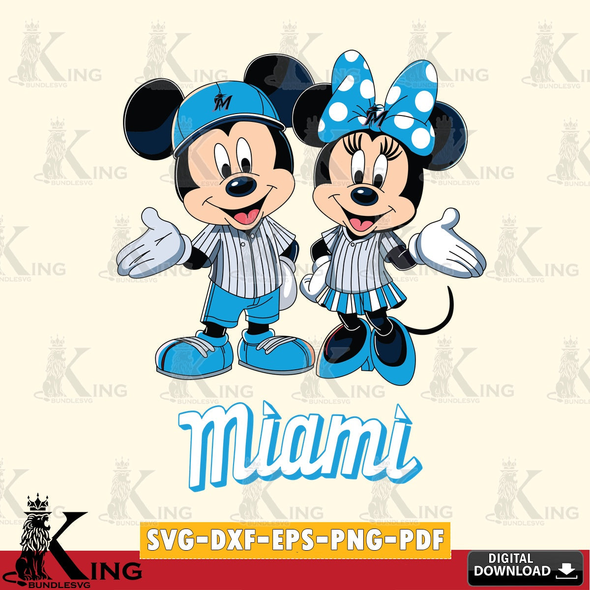 Miami Marlins Mickey Minnie couple SVG file , For Cricut,  File cut , Digital Download , PDF File, Cut Files