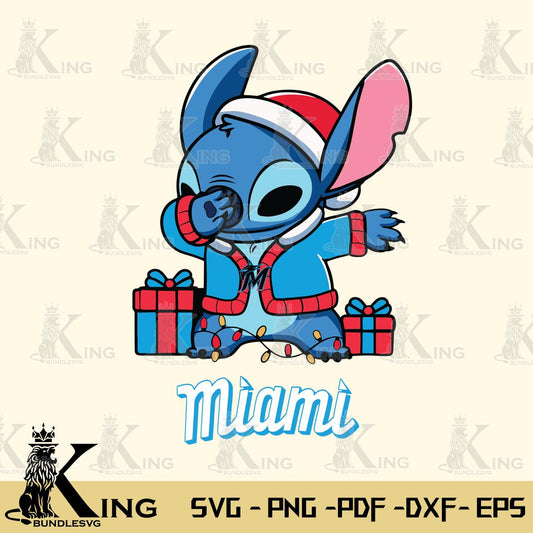 Miami Marlins Stitch Merry Christmas Svg Eps Dxf Png File, Digital Download