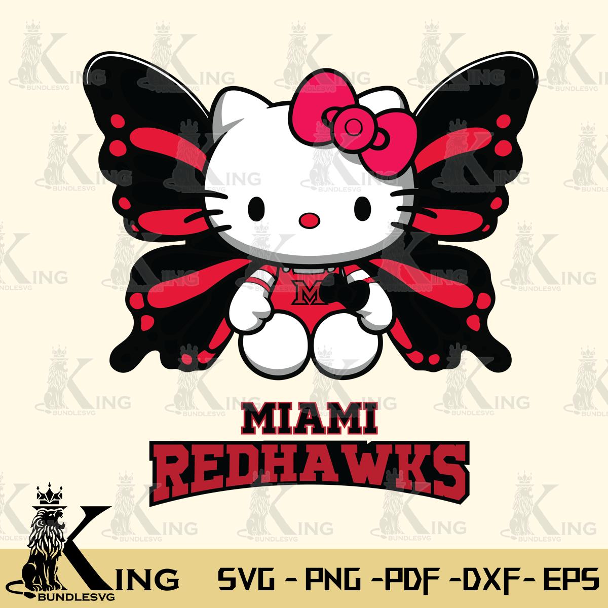 Miami RedHawks Butterfly Kitty Delight Svg Eps Dxf Png File, Digital Download