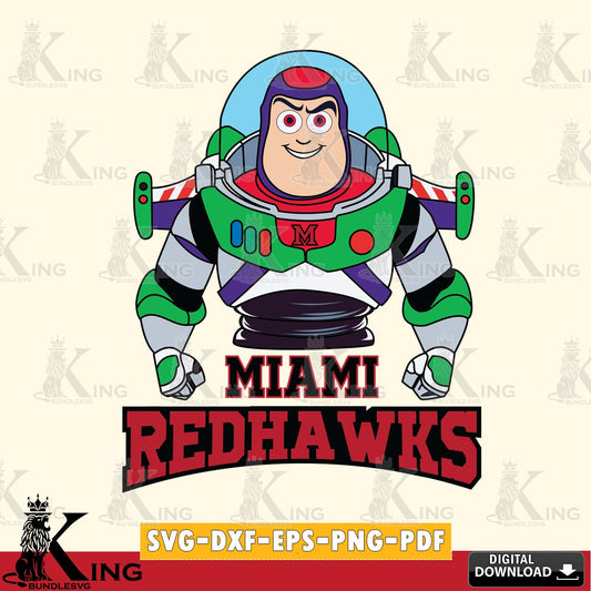 Eye-catching graphic of Miami RedHawks Buzz Lightyear Football, NCAA vector art for engraving, cutting, and printing.