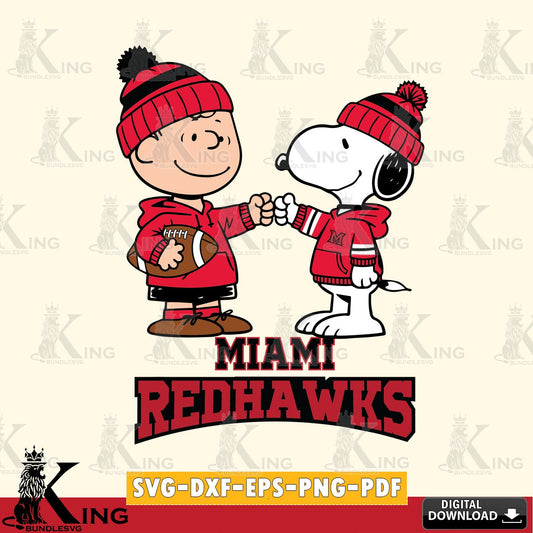 Miami RedHawks CharlieBrown Football Fist Bump SVG, Cricut, Cut file  , Digital Download , Instant Download, Peanuts svg, NCAA svg, Football svg, Sport svg