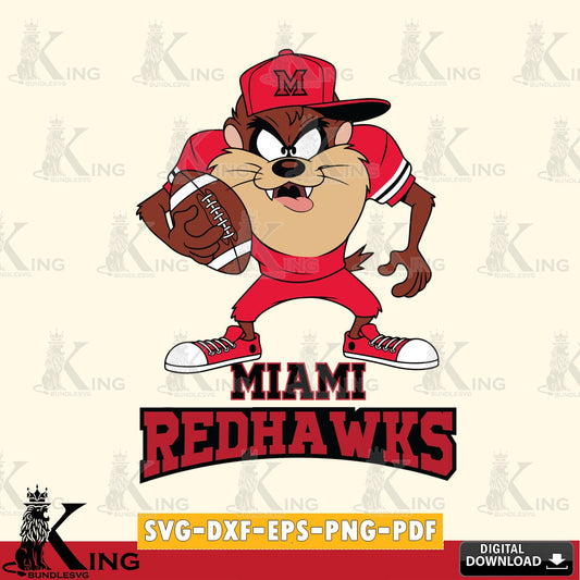 Miami RedHawks Đồng phục bóng đá Taz SVG file, Cut file  , Digital Download , Instant Download, Taz svg, NCAA svg