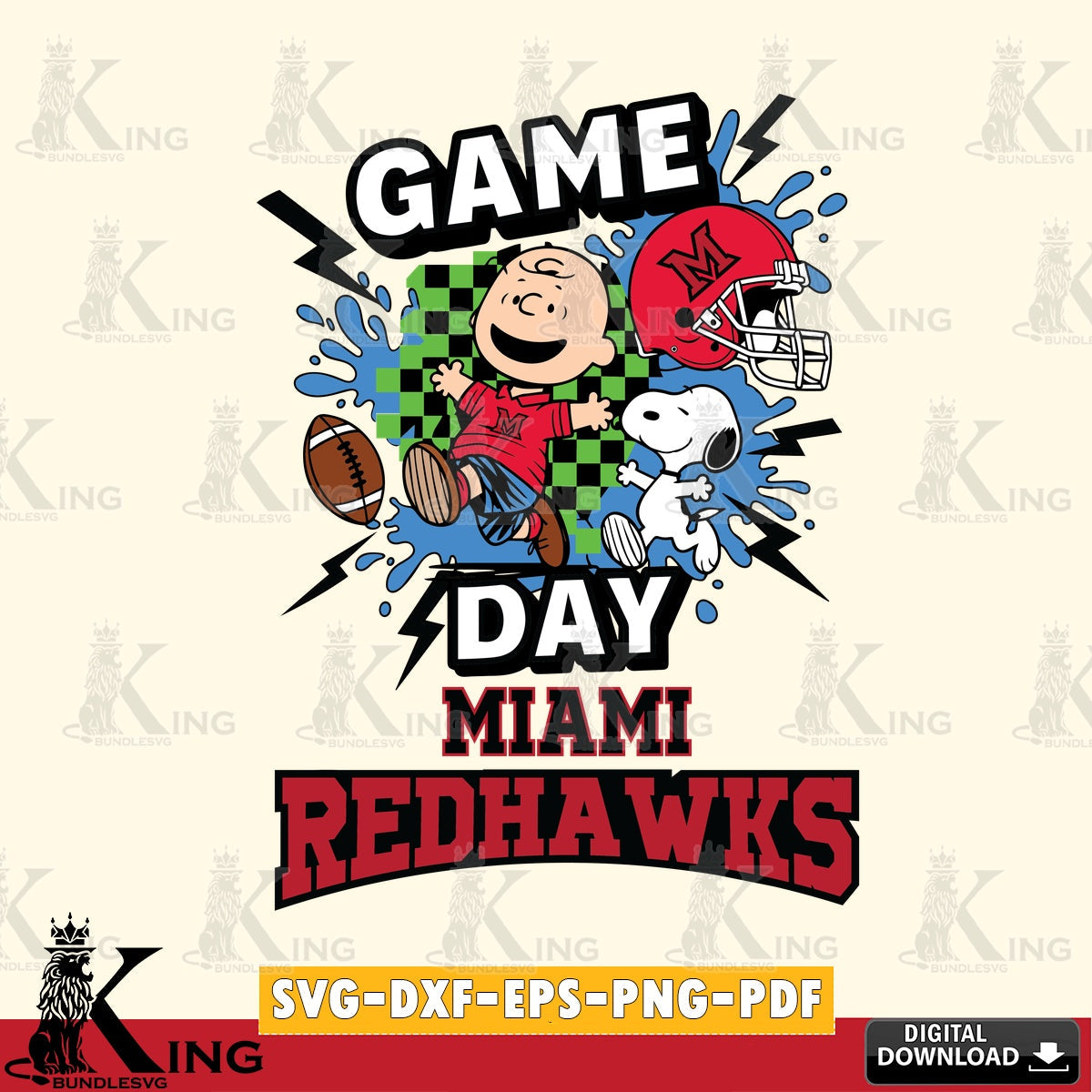 Miami RedHawks Game Day Peanuts SVG, Cricut, Cut file  , Digital Download , Instant Download, Peanuts svg, NCAA svg, Football svg, Sport svg
