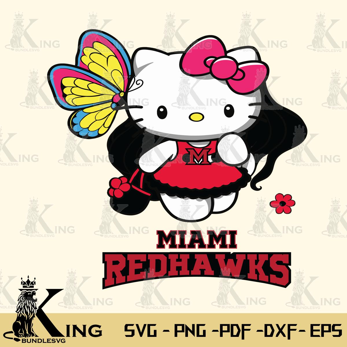 Miami RedHawks Kitty Cartoon Svg Eps Dxf Png File, Digital Download