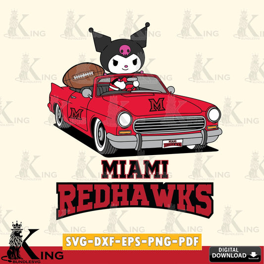Miami RedHawks Kuromi Car Football Game SVG file, Cricut, Cut file  , Digital Download , Instant Download, Sanrio svg, Clipart