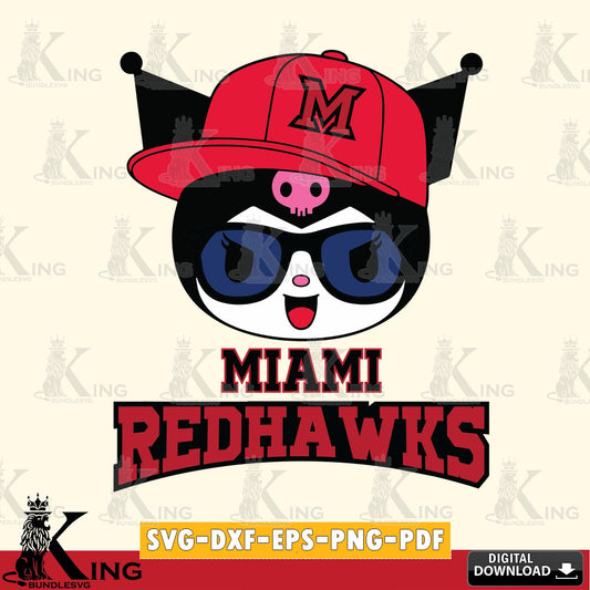 Miami RedHawks Kuromi Football Cool SVG file, Cricut, Cut file  , Digital Download , Instant Download, Sanrio svg, Clipart
