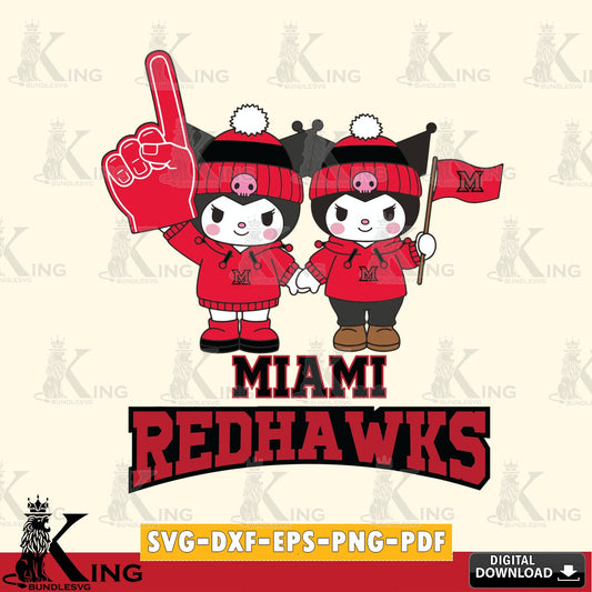 Miami RedHawks Kuromi rugby Fan SVG file, Cricut, Cut file  , Digital Download , Instant Download, Sanrio svg, Clipart