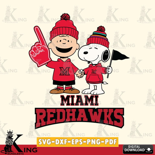 Miami RedHawks Peanuts Fan Gear SVG, Cricut, Cut file  , Digital Download , Instant Download, Peanuts svg, NCAA svg, Football svg, Sport svg
