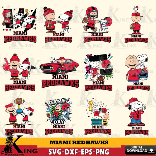 Miami RedHawks Peanuts Football NCAA Bundle SVG, Cricut, Cut file  , Digital Download , Instant Download, Peanuts svg, NCAA svg, Football svg, Sport svg