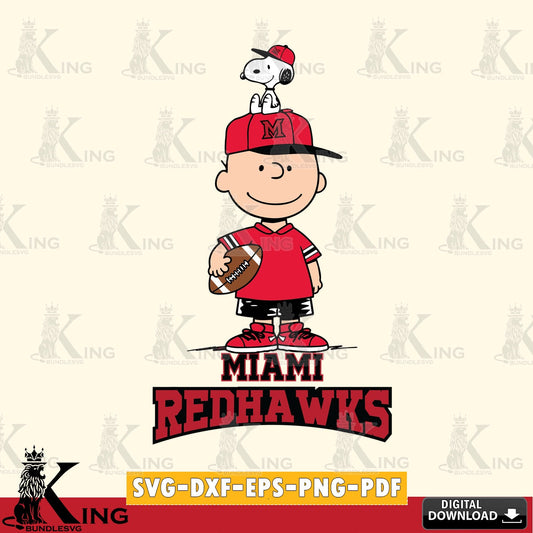 Miami RedHawks Peanuts Football Rugby SVG, Cricut, Cut file  , Digital Download , Instant Download, Peanuts svg, NCAA svg, Football svg, Sport svg