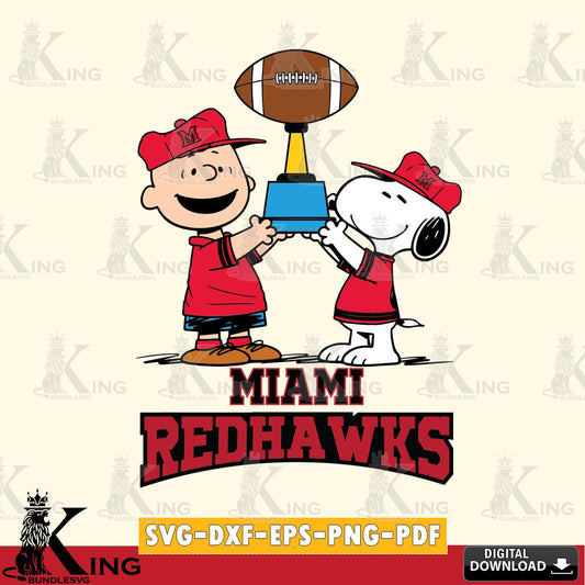 Miami RedHawks Peanuts Football Trophy SVG, Cricut, Cut file  , Digital Download , Instant Download, Peanuts svg, NCAA svg, Football svg, Sport svg