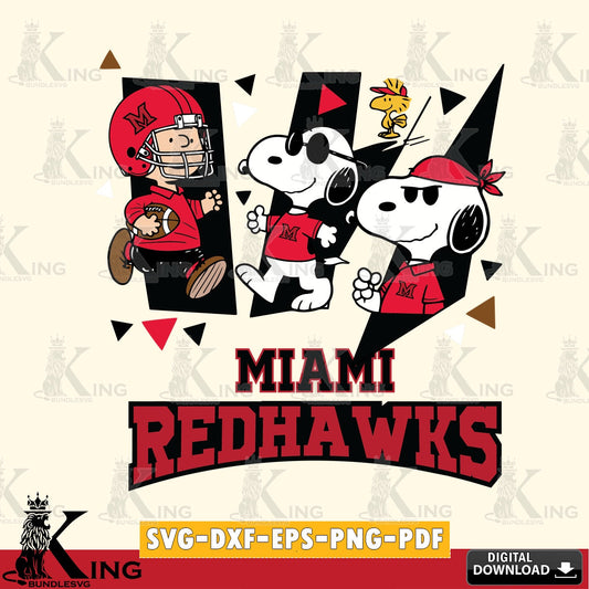 Miami RedHawks Peanuts Joe Cool SVG, Cricut, Cut file  , Digital Download , Instant Download, Peanuts svg, NCAA svg, Football svg, Sport svg