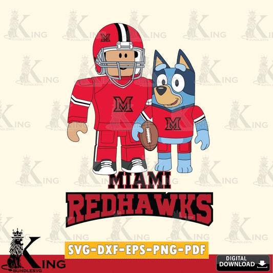 Miami RedHawks Roblox & Bluey Football SVG file , NCAA Cricut,  File cut , Digital Download , PDF File