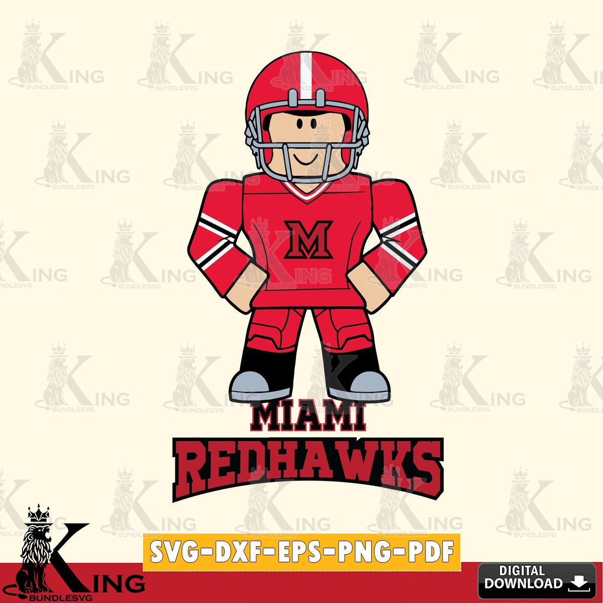 Miami RedHawks Roblox Cool Football SVG file , NCAA Cricut,  File cut , Digital Download , PDF File