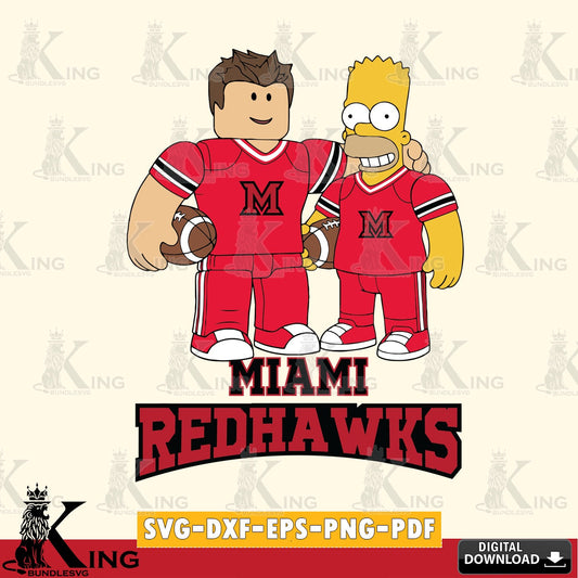 Miami RedHawks Roblox & Homer Simpson Football SVG file , NCAA Cricut,  File cut , Digital Download , PDF File