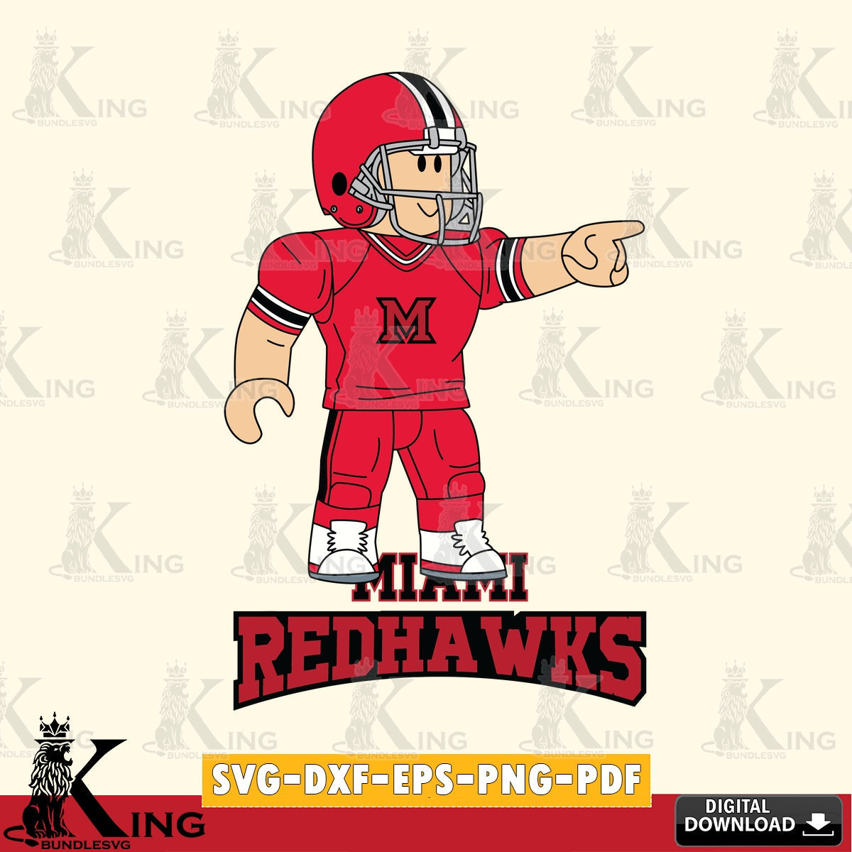 Miami RedHawks Roblox Player Football SVG file , NCAA Cricut,  File cut , Digital Download , PDF File
