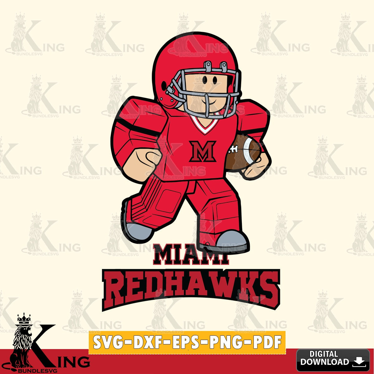 Miami RedHawks Roblox Player Rugby SVG file , NCAA Cricut,  File cut , Digital Download , PDF File