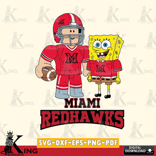 Miami RedHawks Roblox & Spongebob Football SVG file , NCAA Cricut,  File cut , Digital Download , PDF File