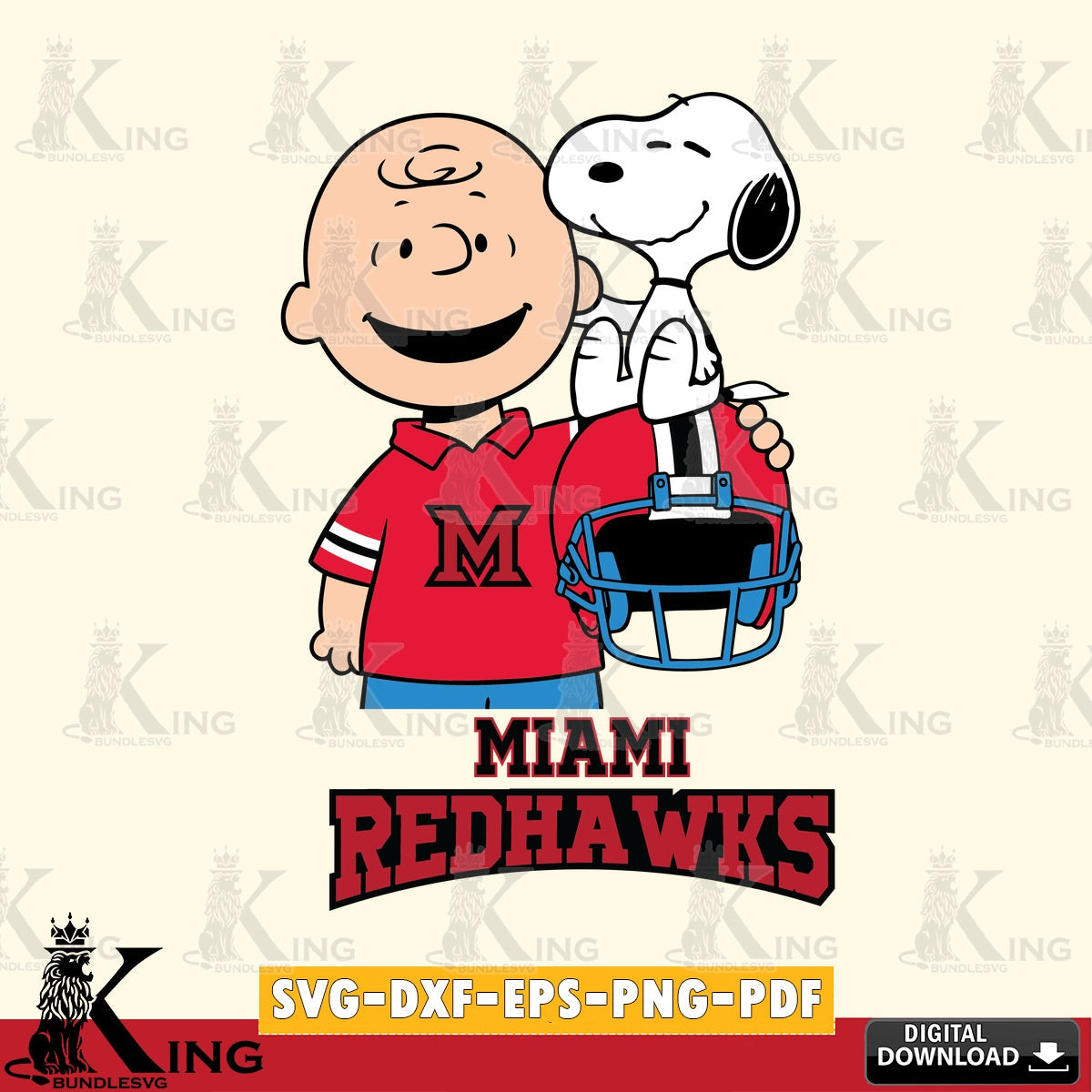 Miami RedHawks Snoopy On Helmet SVG, Cricut, Cut file  , Digital Download , Instant Download, Peanuts svg, NCAA svg, Football svg, Sport svg
