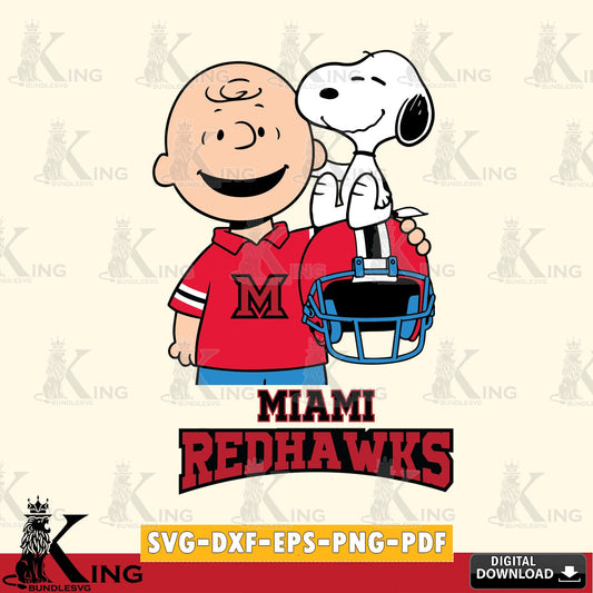 Miami RedHawks Snoopy On Helmet SVG, Cricut, Cut file  , Digital Download , Instant Download, Peanuts svg, NCAA svg, Football svg, Sport svg