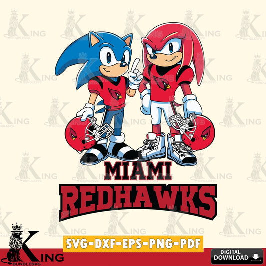 Miami RedHawks Sonic And Knuckles Football SVG file, Vector , Digital Download , PDF File , Instant Download