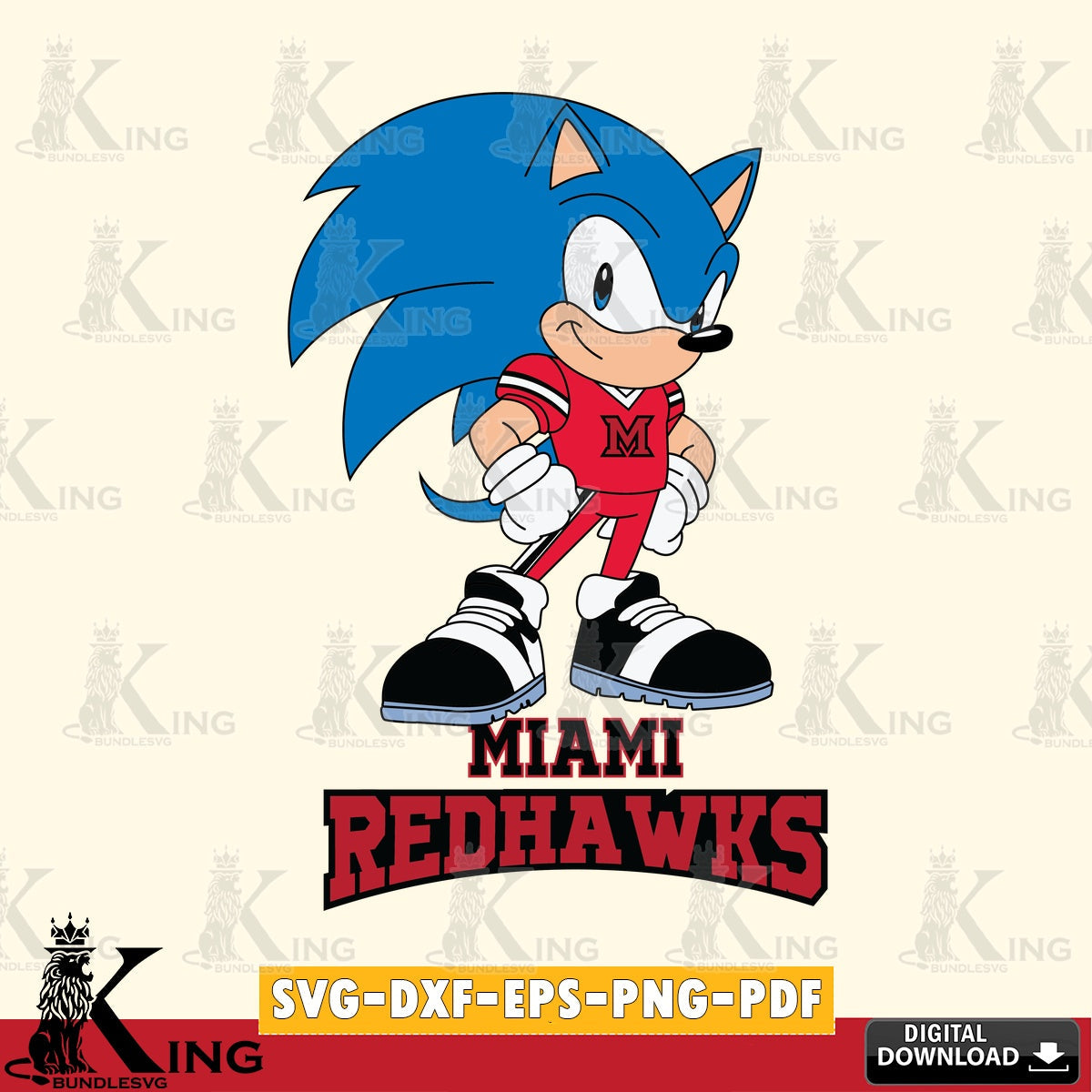 Miami RedHawks Sonic Football Star Mascot SVG file, Vector , Digital Download , PDF File , Instant Download