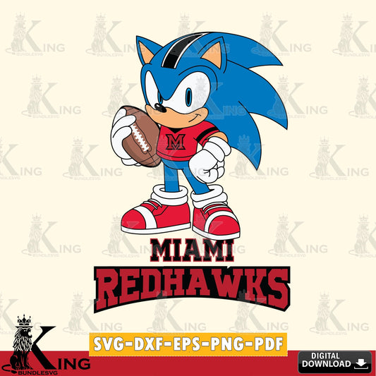 Printable art of Miami RedHawks Sonic Game Day Ready, digital clipart compatible with laser engraving and cutting