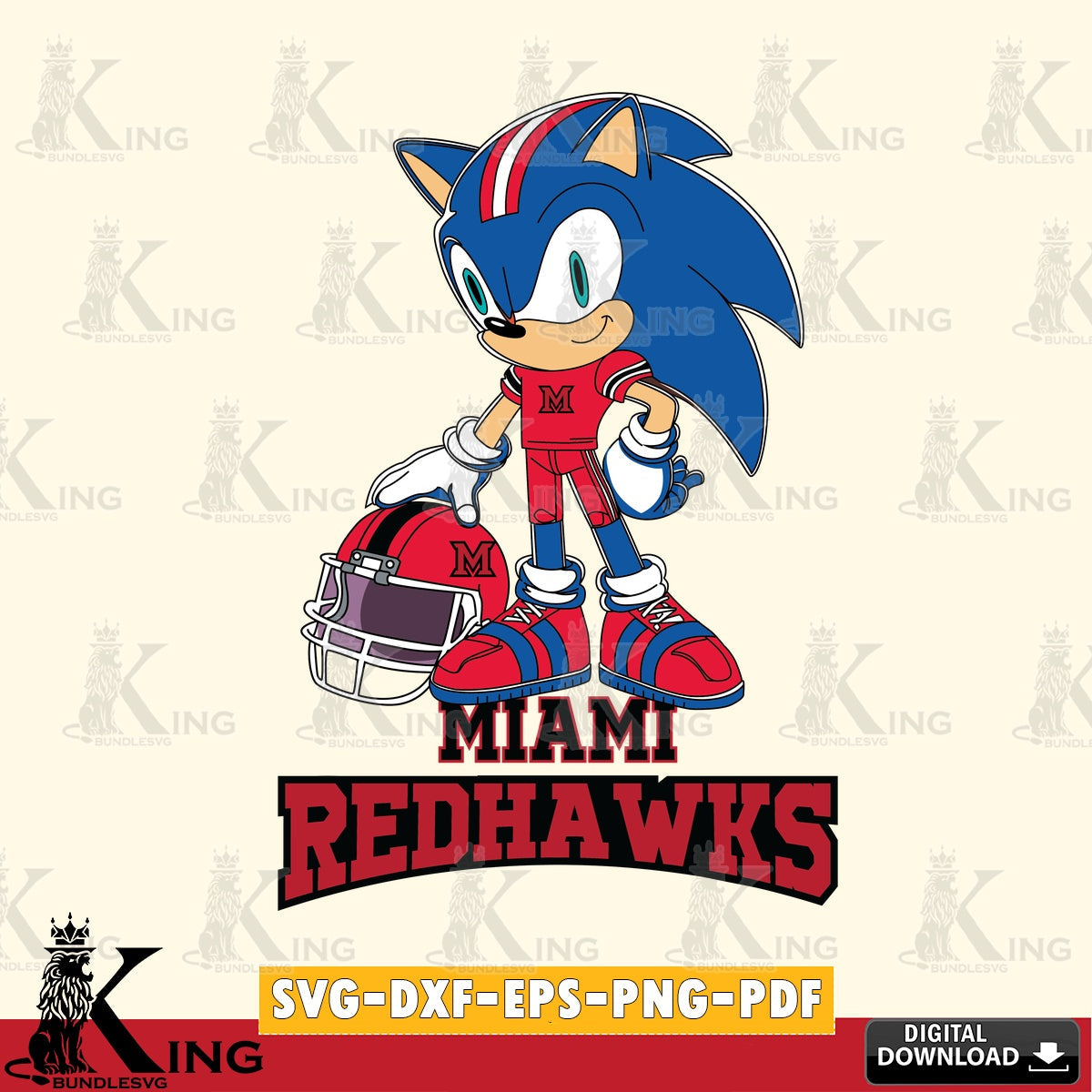 Vector design showing Miami RedHawks Sonic Player Football, a high-quality vector for DIY scrapbooking and home decor