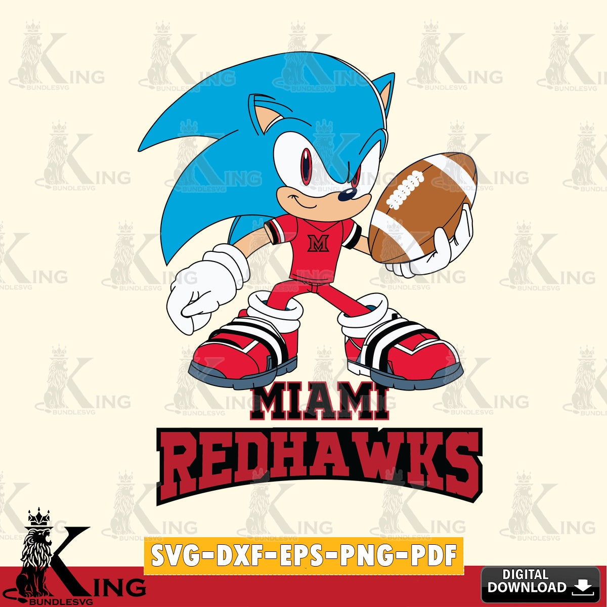 Miami RedHawks Sonic Rugby SVG file, Vector , Digital Download , PDF File , Instant Download