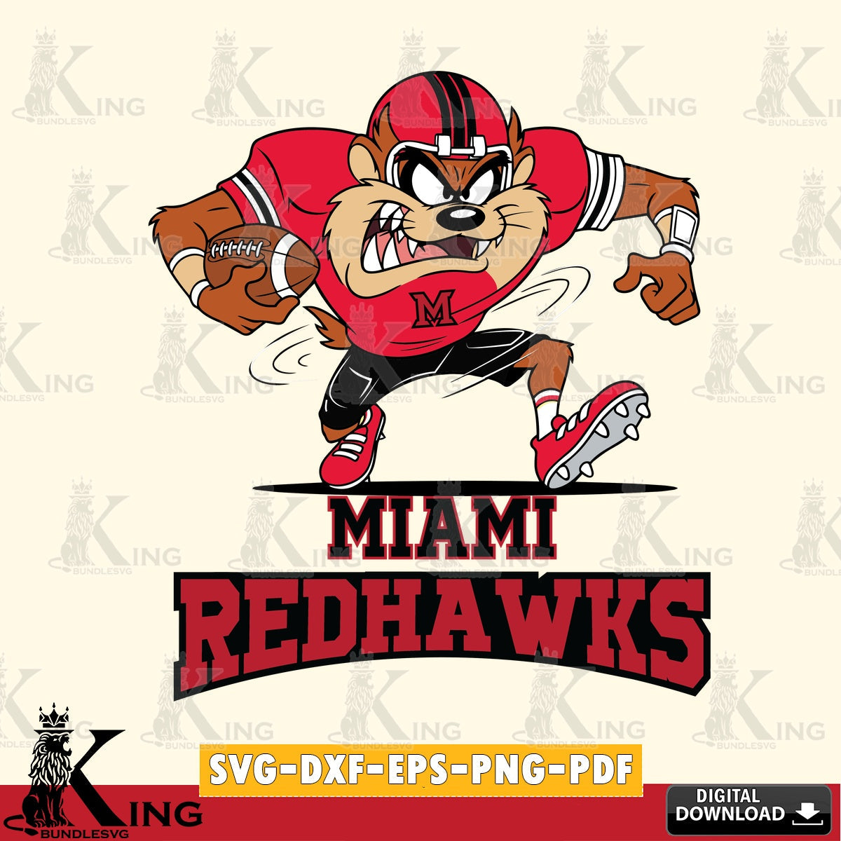 Miami RedHawks Taz Football Helmet SVG file, Cut file  , Digital Download , Instant Download, Taz svg, NCAA svg