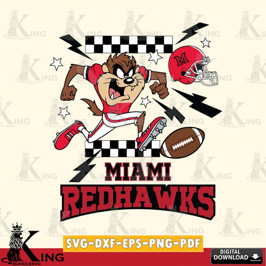 Miami RedHawks Taz Football Lightning SVG file, Cut file  , Digital Download , Instant Download, Taz svg, NCAA svg