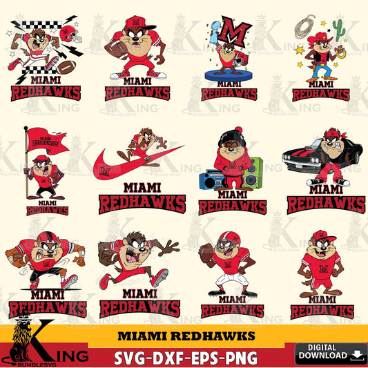 Miami RedHawks Taz Football NCAA Bundle SVG file, Cut file  , Digital Download , Instant Download, Taz svg, NCAA svg