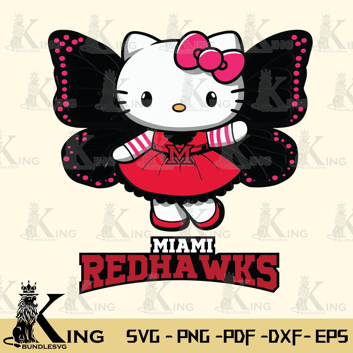 Miami RedHawks Whimsical Kitty Wings Svg Eps Dxf Png File, Digital Download