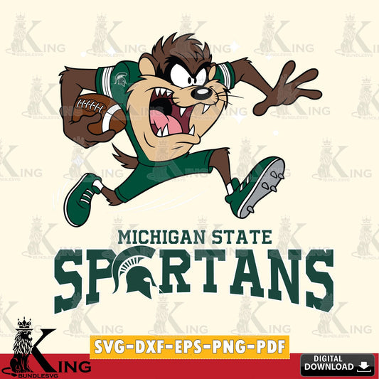 Michigan State Spartans Angry Taz Football SVG file, Cut file  , Digital Download , Instant Download, Taz svg, NCAA svg