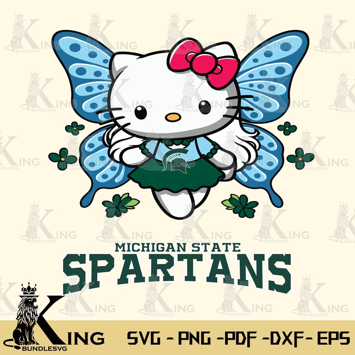 Michigan State Spartans Butterfly Kitty Charm Svg Eps Dxf Png File, Digital Download