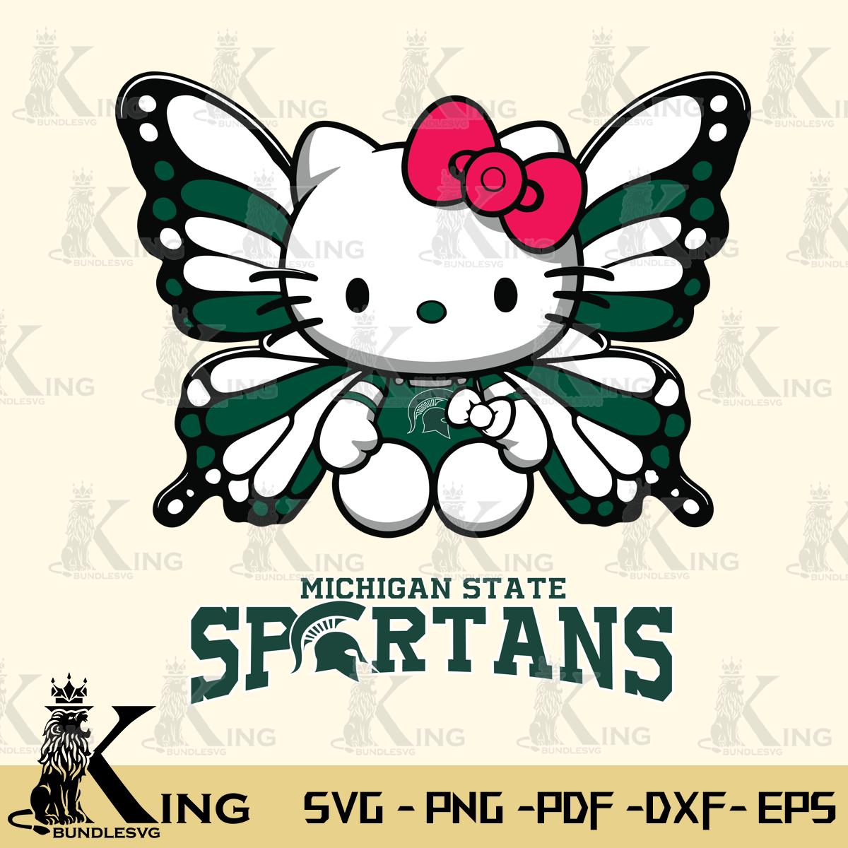 Michigan State Spartans Butterfly Kitty Delight Svg Eps Dxf Png File, Digital Download