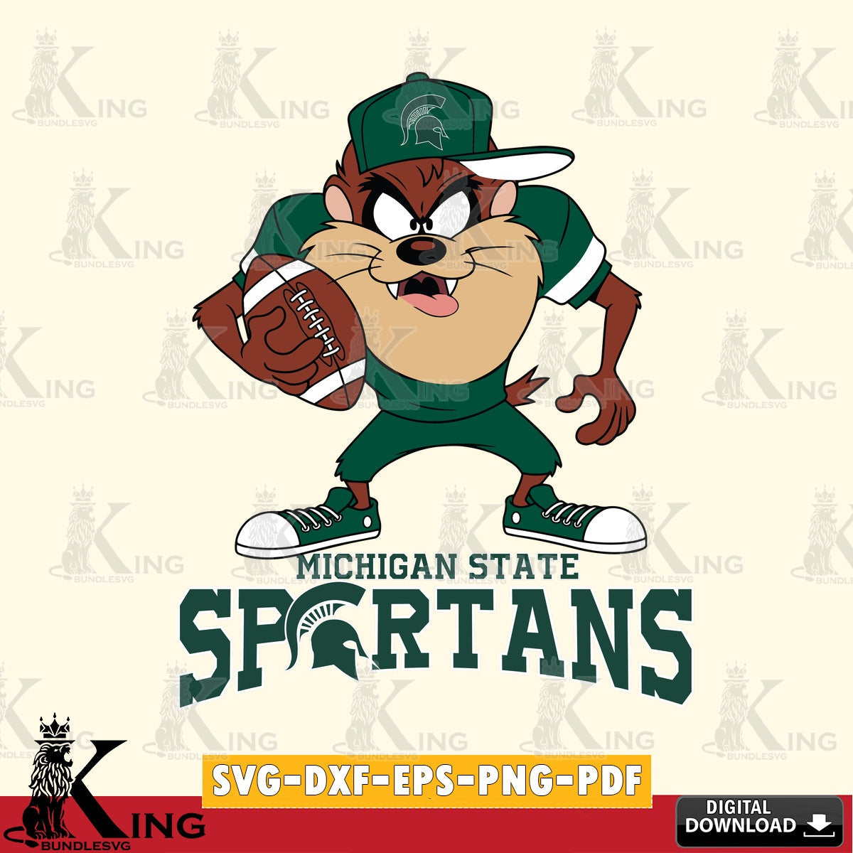 Michigan State Spartans Đồng phục bóng đá Taz SVG file, Cut file  , Digital Download , Instant Download, Taz svg, NCAA svg